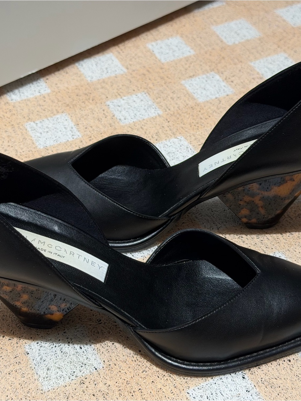 Stella McCartney Black Pumps with Marbled Block Heel
